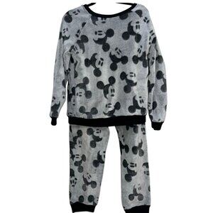 Disney Mickey Mouse Womens Pajama Set Size S Gray